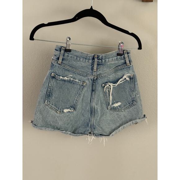 AGOLDE Dee High Rise Distressed Denim Shorts Size 24 - Picture 4 of 6